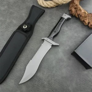 High quality straight knife, camping survival tactics hunting multi-purpose EDC portable pocket knife ABS handle 5Cr13Mov