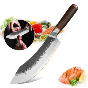 Kitchen Knife Chef Butcher Cleaver Knife Japanese Meat Cutting Slicing Knives Wood Handle Pork Cutting Boning Cooking Knife