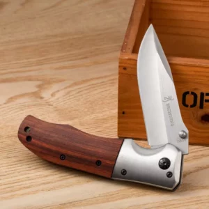 Outdoor portable portable folding knife camping, mountaineering, multi-purpose wooden handle tactical camping life