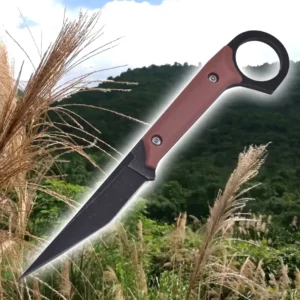 Tactical Straight Knife EDC Outdoor Self-Defense Survival Knife 440C Stainless Steel  G10 with K Sheath, Portable Camping Knife
