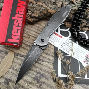Popular KS1660 Camping Hunting Fishing Fruit Knife, Black Stone Wash 420 Steel Handle Survival Rescue EDC Folding Knife