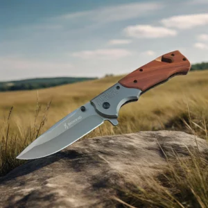 Wooden handle tactical folding knife for camping and outdoor survival, sharp and high hardness self-defense folding knife