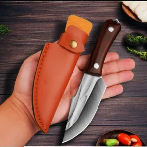 Knives Handmade  Barbecue Tanto Knife Thickened 5mm Blade Quality Mahogany Handles High-quality Mahogany Handle Heavy Sharp Feel