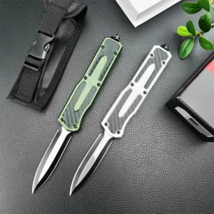 Tactical MICR Assisted Pocket Knife 440C Blade Zinc Alloy+Carbon Fiber Handle EDC Outdoor Utility Knives Utility Hunting Tool