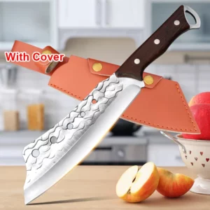 Heavy Knife Butcher Kitchen Knife Forged Chef Knife Choping Bone Cutter Handmade Meat Cleaver Cutter for Household with Cover