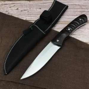 Hunting Survival Fixed 5CR13MOV Knife Ebony Handle Outdoor Tactical Combat Self-defense Portable Bushcraft Kitchen Multi Tool