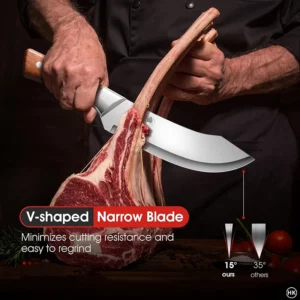 Stainless steel ultra sharp bending fracture knife, suitable for precise cutting, trimming, and peeling by professional butchers