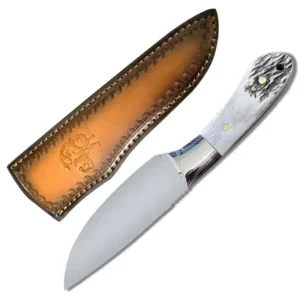 Damascus Steel Camping Tactical Knife Military Deer Antler Handle Hunting Fixed Blade Knife Self Defense Hand Tools for Men