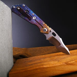 Tactical Folding Knife VG10 High Hardness Steel + Titanium Alloy Flame Pattern Handle Super Wear-Resistant Outdoor Survival Pock