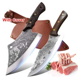 Hand Forge Blade Kitchen Knives Utility Chop Vegetables Cleaver Meat Boning Butcher Knife Wood Handle Chef Barbecue Cooking Tool